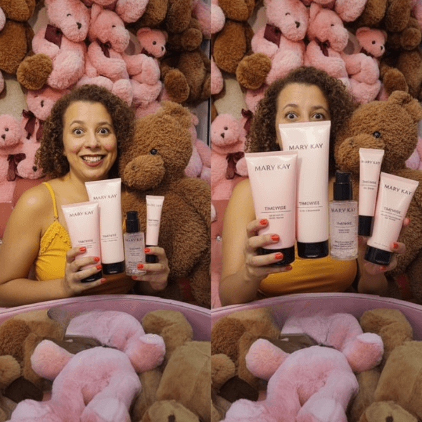 Mulher feliz com kit time wise